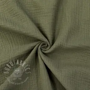 Muślin double gauze dark moss green ORGANIC