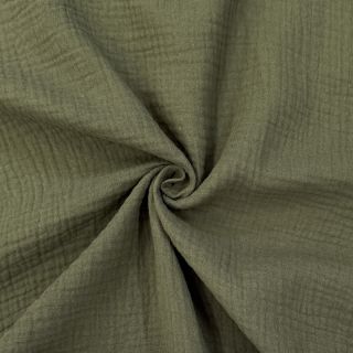 Muślin double gauze dark moss green ORGANIC