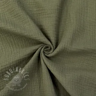 Muślin double gauze dark moss green ORGANIC