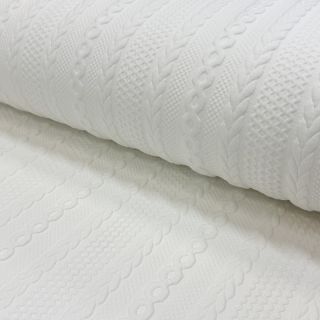 Dzianina swetrowa jacquard Cable white