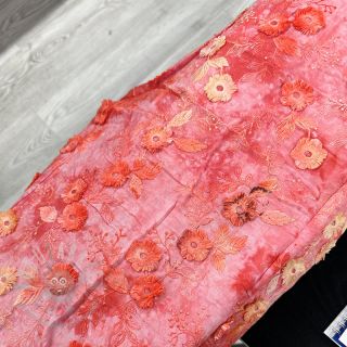 Bawełniana tkanina TIE DYE EMBROIDERY Poppy design K 2nd class