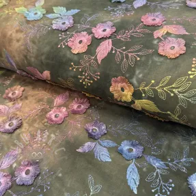 Bawełniana tkanina TIE DYE EMBROIDERY Poppy design N