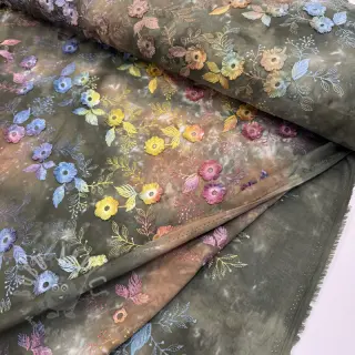 Bawełniana tkanina TIE DYE EMBROIDERY Poppy design N