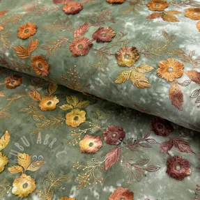 Bawełniana tkanina TIE DYE EMBROIDERY Poppy design O