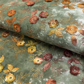 Bawełniana tkanina TIE DYE EMBROIDERY Poppy design O