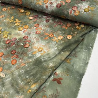 Bawełniana tkanina TIE DYE EMBROIDERY Poppy design O