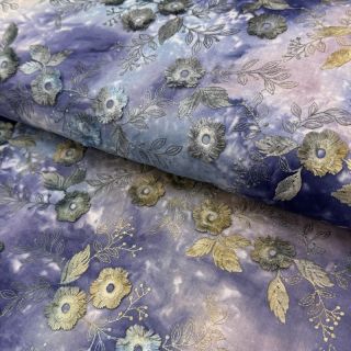 Bawełniana tkanina TIE DYE EMBROIDERY Poppy design T