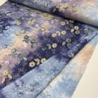 Bawełniana tkanina TIE DYE EMBROIDERY Poppy design T