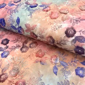 Bawełniana tkanina TIE DYE EMBROIDERY Poppy design R