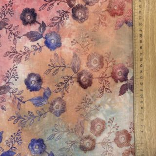 Bawełniana tkanina TIE DYE EMBROIDERY Poppy design R