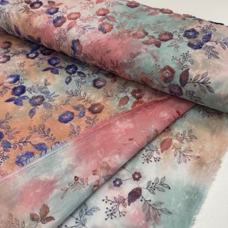 Bawełniana tkanina TIE DYE EMBROIDERY Poppy design R