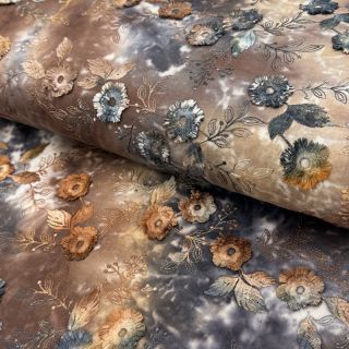 Bawełniana tkanina TIE DYE EMBROIDERY Poppy design M