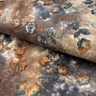 Bawełniana tkanina TIE DYE EMBROIDERY Poppy design M