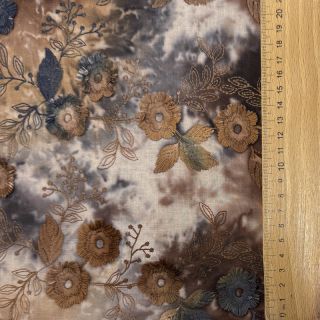 Bawełniana tkanina TIE DYE EMBROIDERY Poppy design M