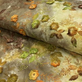 Bawełniana tkanina TIE DYE EMBROIDERY Poppy design P