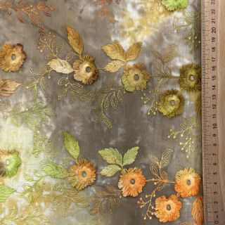 Bawełniana tkanina TIE DYE EMBROIDERY Poppy design P