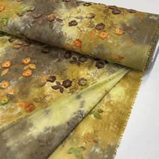 Bawełniana tkanina TIE DYE EMBROIDERY Poppy design P