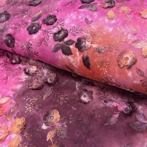 Bawełniana tkanina TIE DYE EMBROIDERY Poppy design Q