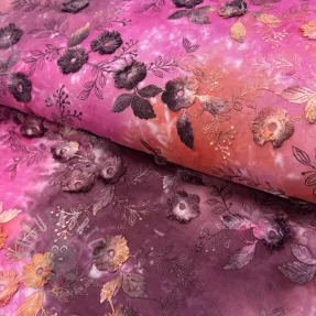 Bawełniana tkanina TIE DYE EMBROIDERY Poppy design Q