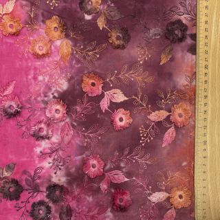 Bawełniana tkanina TIE DYE EMBROIDERY Poppy design Q