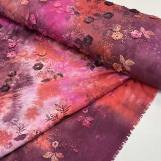 Bawełniana tkanina TIE DYE EMBROIDERY Poppy design Q
