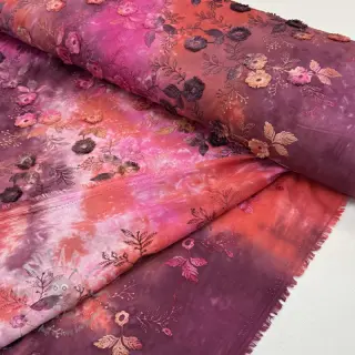 Bawełniana tkanina TIE DYE EMBROIDERY Poppy design Q