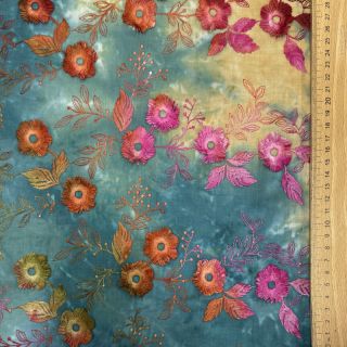Bawełniana tkanina TIE DYE EMBROIDERY Poppy design S