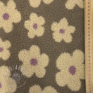 Tkanina płaszczowa TEDDY JACQUARD Flowers taupe/beige