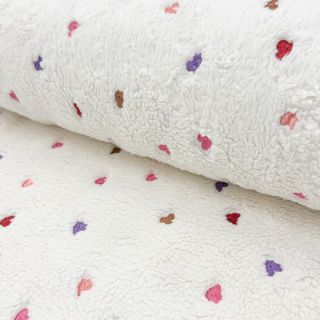 Tkanina płaszczowa TEDDY Tossed hearts multi