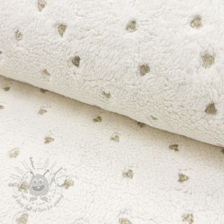 Tkanina płaszczowa TEDDY Tossed hearts gold