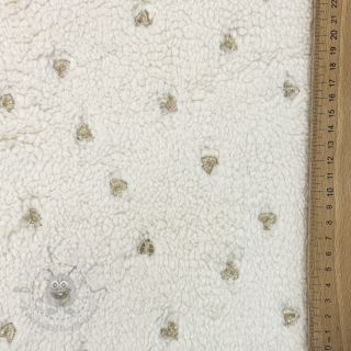 Tkanina płaszczowa TEDDY Tossed hearts gold