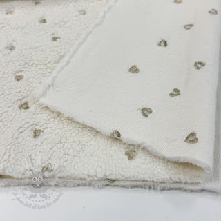 Tkanina płaszczowa TEDDY Tossed hearts gold