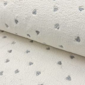 Tkanina płaszczowa TEDDY Tossed hearts silver