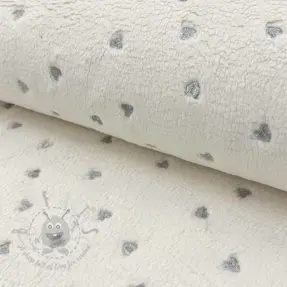 Tkanina płaszczowa TEDDY Tossed hearts silver