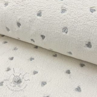 Tkanina płaszczowa TEDDY Tossed hearts silver