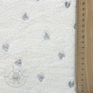 Tkanina płaszczowa TEDDY Tossed hearts silver