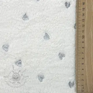 Tkanina płaszczowa TEDDY Tossed hearts silver