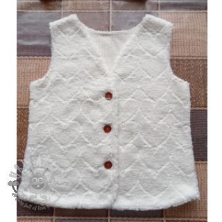 Tkanina płaszczowa TEDDY Hearts in hearts ecru