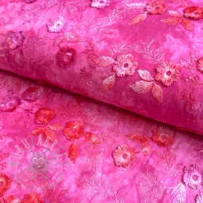 Bawełniana tkanina TIE DYE EMBROIDERY Poppy design U