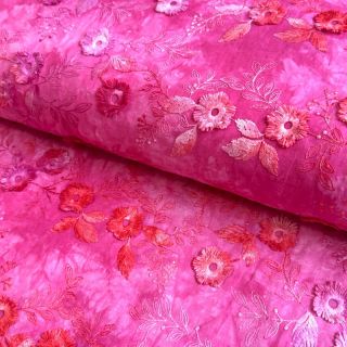 Bawełniana tkanina TIE DYE EMBROIDERY Poppy design U