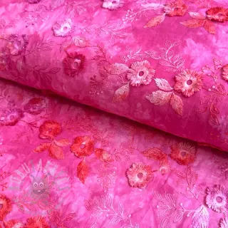 Bawełniana tkanina TIE DYE EMBROIDERY Poppy design U
