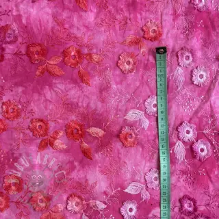Bawełniana tkanina TIE DYE EMBROIDERY Poppy design U