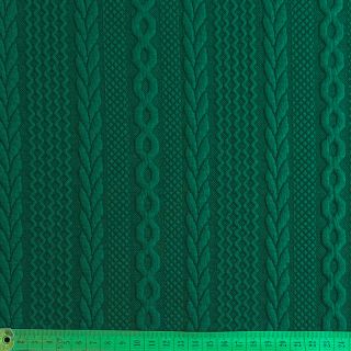 Dzianina swetrowa jacquard Cable forest green