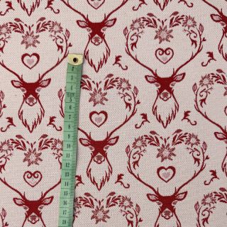 Tkanina dekoracyjna DOUBLE FACE Landhaus Deer Heart dark red