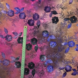 Bawełniana tkanina TIE DYE EMBROIDERY Poppy design A