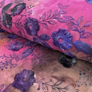 Bawełniana tkanina TIE DYE EMBROIDERY Poppy design A