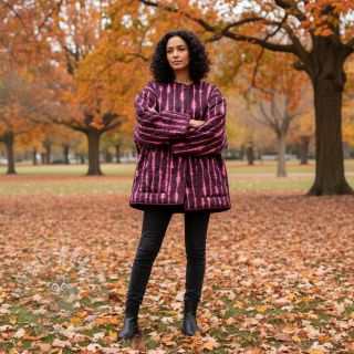 Pikowana tkanina VELVET Stripes cerise