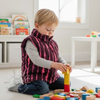 Pikowana tkanina VELVET Stripes cerise