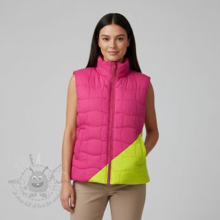 Pikowana tkanina Graphic square pink lime