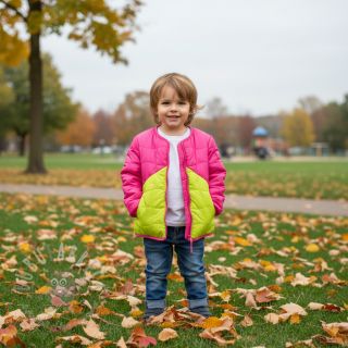 Pikowana tkanina Graphic square pink lime